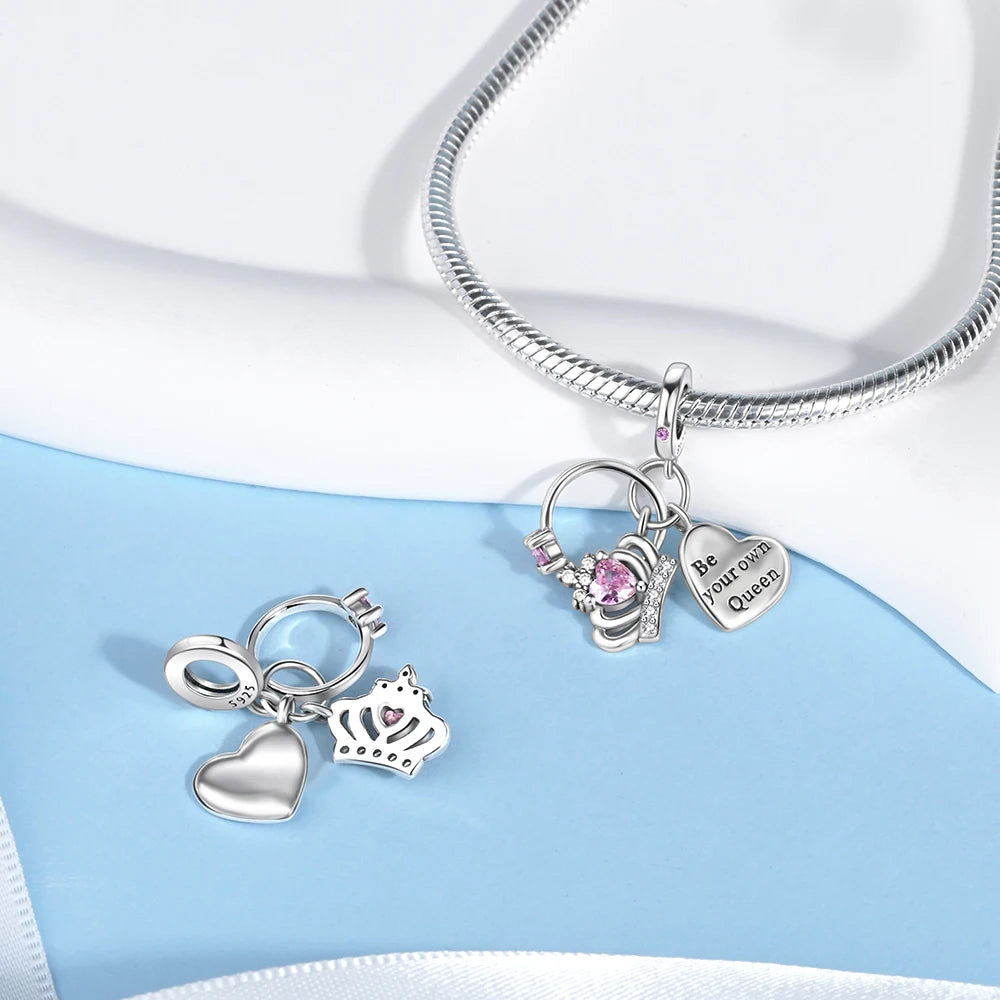 Romantischer 925 Sterling Silber Liebesschlüssel Herz-zu-Herz Charm für DIY Armband Halskette Verlobung Party Geschenke