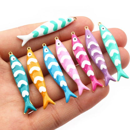 10 Stück 40x8mm Edelstahl Emaille Fisch Charms Anhänger DIY Schmuck Making Zubehör Erkenntnisse für Halsketten Ohrringe Armbänder