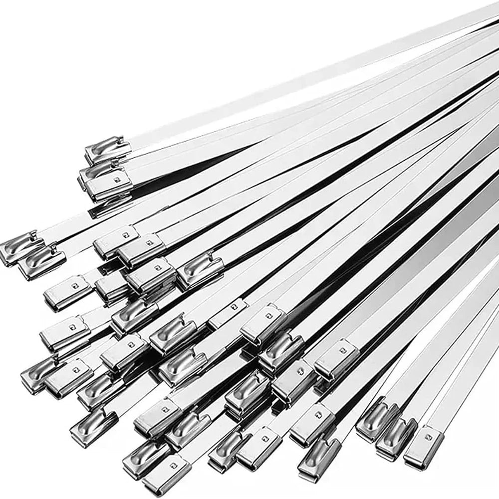 100 Stück 4,6mm 304 Edelstahl Metall-Kabelbinder Multifunktionale Selbstverriegelnde Kabelbinder Zip-Auspuff-Ummantelung Beschichtete Verriegelung