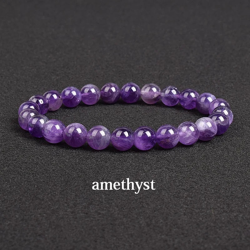 Genuine natural stone bracelet: Apatite, Lapis Lazuli, Agate, Crystal, Tiger's Eye. High-quality gemstone bead bracelet. Men's jewelry bangle.