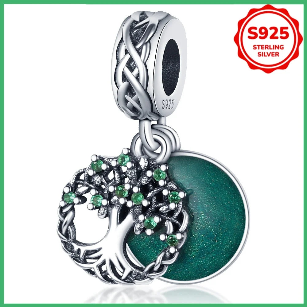 925er Sterlingsilber, original grüner Lebensbaum, modische Charm-Perlen, DIY-Armband, Halskette, Verlobung, Geburtstag, Schmuck, Geschenk