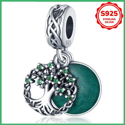 925er Sterlingsilber, original grüner Lebensbaum, modische Charm-Perlen, DIY-Armband, Halskette, Verlobung, Geburtstag, Schmuck, Geschenk