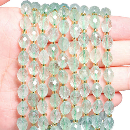 AAA Facettierte natürliche farbige Fluorit-Quarzperlen, 8 x 7 mm, ovale Form, Perlen für Schmuckherstellung, DIY-Perlenzubehör