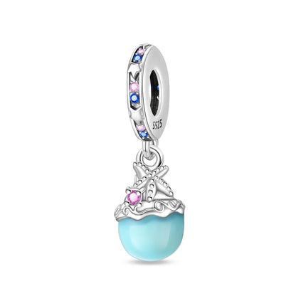 Beliebter Charm-Anhänger aus 925er-Sterlingsilber mit Delfin, sicherer Kette, Muschel und Qualle, passend für Armbänder, exquisites Strandparty-Geschenk
