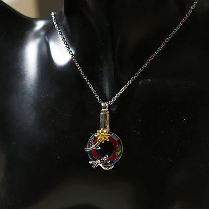 Urnen-Anhänger-Halskette, Libellen-Sonnenblumen-Gedenkschmuck für Asche, Andenken für Liebste und Haustiere