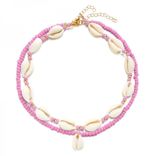 Doppelschicht Strand Muschel Halsband Halsketten Böhmische Natürliche Shell Kurzen Kragen Für Frauen Seil Kette Halsband Zubehör