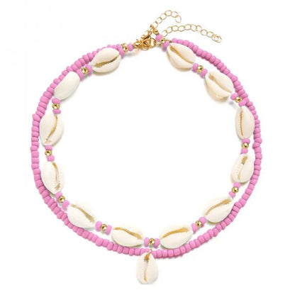 Doppelschicht Strand Muschel Halsband Halsketten Böhmische Natürliche Shell Kurzen Kragen Für Frauen Seil Kette Halsband Zubehör