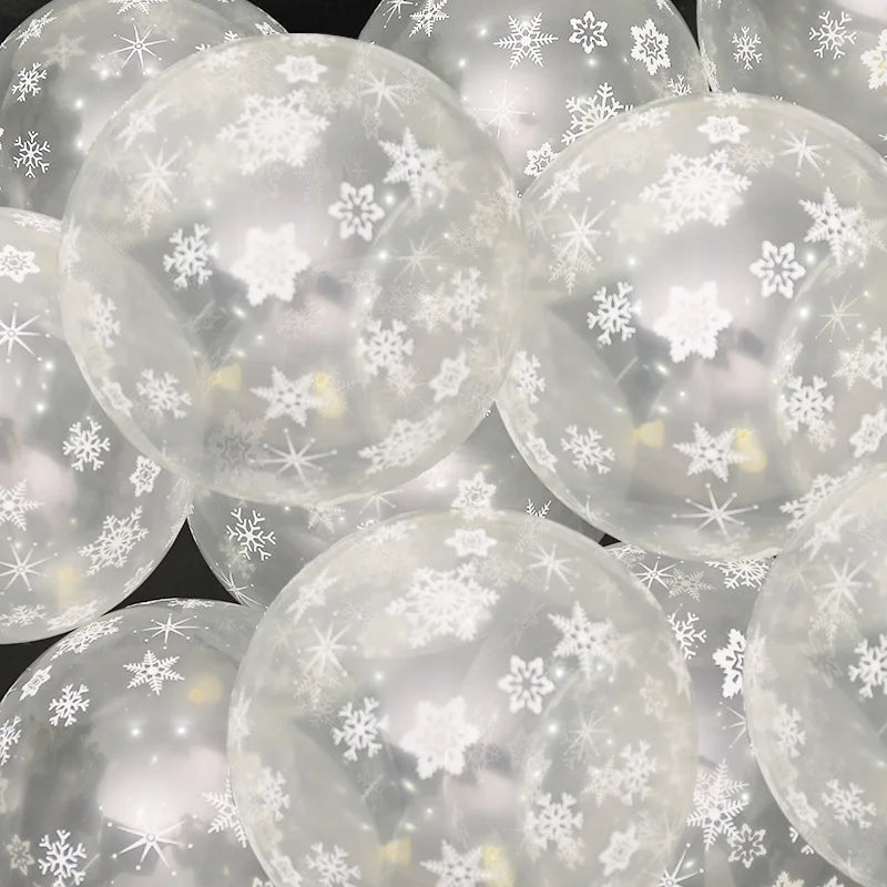 Weihnachtsdekorationen, Schneeflocken-Latexballon, weiß und blau, Winterwunderland, Eis, Schnee, Partyzubehör, Weihnachts- und Geburtstagsdekoration