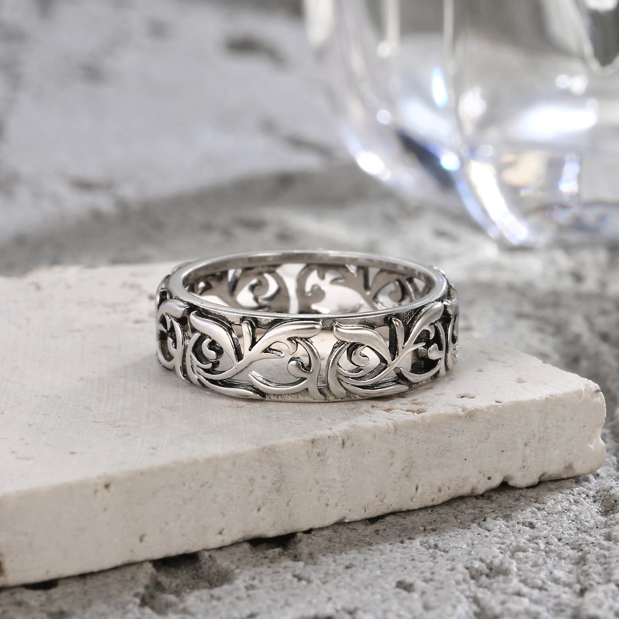 Ringe aus 925er-Sterlingsilber, ausgehöhlt, Vintage-Blumenform, mit Retro-Silber, Hip-Pop, coole Ringe, edler Schmuck, Geschenk für Damen und Herren