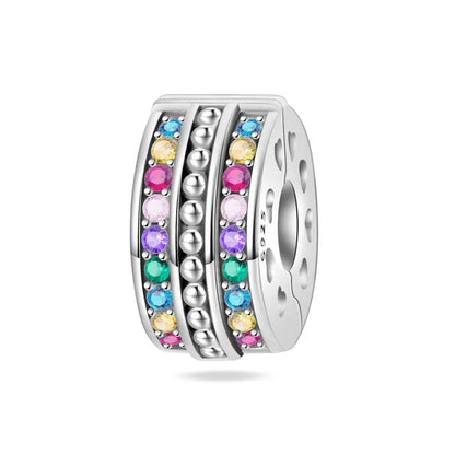 Funkelnde 925er-Sterlingsilber-Charm mit buntem Zirkon, festen Clip-Perlen und Engel-Anhänger, passend für Armbänder und Halsketten, exquisite Geschenke