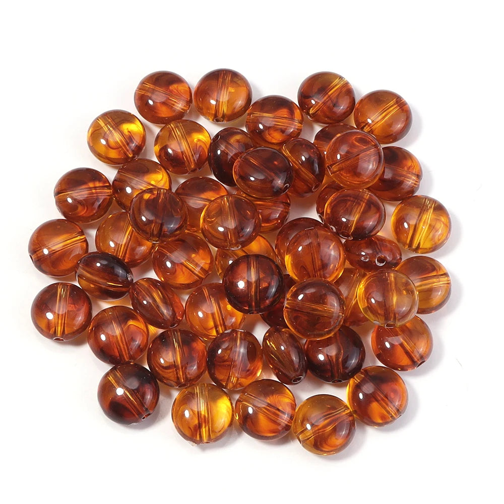 10–100 Stück bernsteinfarbene Acrylperlen, ovale, quadratische, herzförmige, röhrenförmige, kürbisförmige, lose Perlen für die Schmuckherstellung, DIY-Armbänder, Halsketten