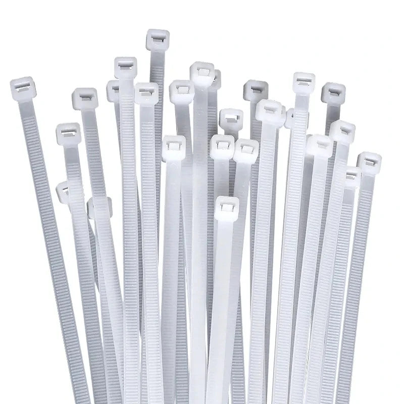 250/500/1000 Stück weiße selbstsichernde Kunststoff-Nylon-Kabelbinder 3 * 100 3 * 150 4 * 200 Befestigungsring Nylon-Klemmband mit Schloss