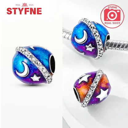 Sterling Silber 925, Fantasie, buntes Herz, Charm-Planeten-Anhänger, Perlen, passend für Original-Armband, Perle für Frauen, edler Schmuck, Geschenk