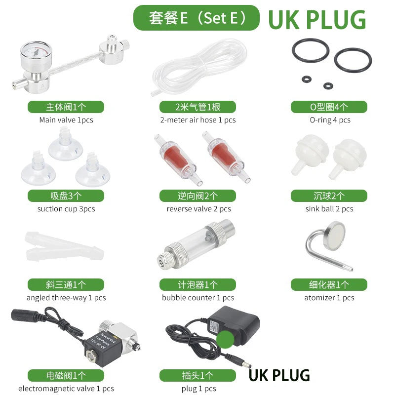 ZRDR Aquarium DIY CO2-Generatorsystem-Kit CO2-Generator, Blasenzähler-Diffusor mit Magnetventil, für / Wasserpflanzenwachstum