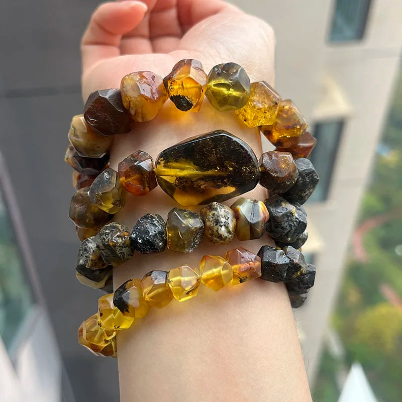Natürliche Bernstein-Armbänder als Geschenk, einzigartige coole schwarze Perlen, original medizinischer Spezialstein, 2026, neuer Diy-Heilschmuck im Großhandel