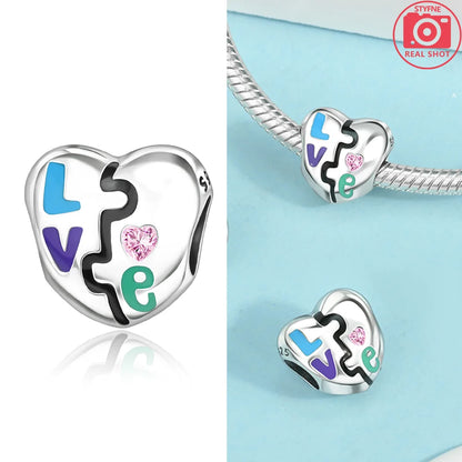 Original 925 Silber Lila Romantische Sternenplanet Perlen Halskette Charms Perlen Fit Armband Frauen Diy Zubehör Feines Geschenk