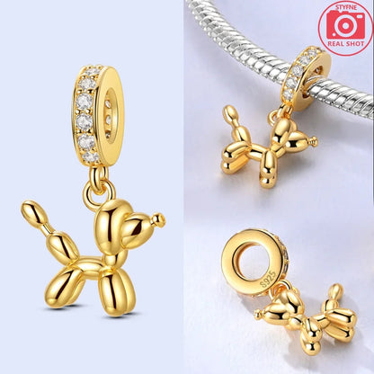 Original funkelnde Charm-Perlen aus 925er-Sterlingsilber, Gold, Rose, heller Stern, Herz, passend für Armbänder, DIY-Jubiläums-Schmuck, Geschenk
