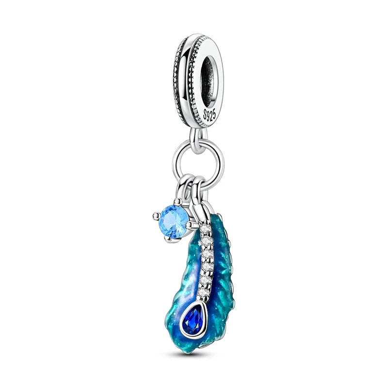 Blaue Serie aus 925er-Sterlingsilber, Eule, Schmetterling, Piratenschiff, Auto, Käfer, Clogs, Charm, passend für DIY-Armbänder, Halsketten, lustige passende Geschenke