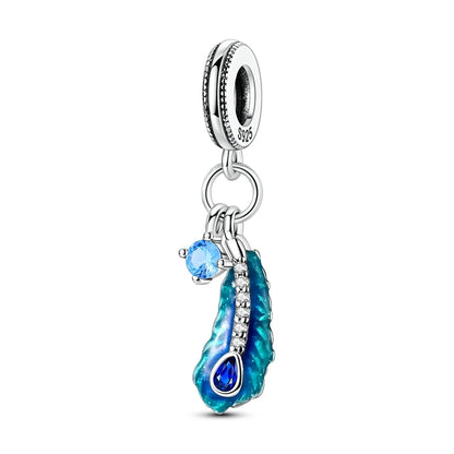 Blaue Serie aus 925er-Sterlingsilber, Eule, Schmetterling, Piratenschiff, Auto, Käfer, Clogs, Charm, passend für DIY-Armbänder, Halsketten, lustige passende Geschenke