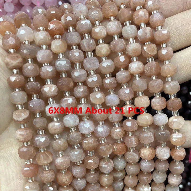 Natürliche Sonnenstein Edelsteine Unregelmäßige Facettierte Rondelle Runde Lose Spacer Perlen Für Schmuck Machen DIY Armband Halskette Zubehör