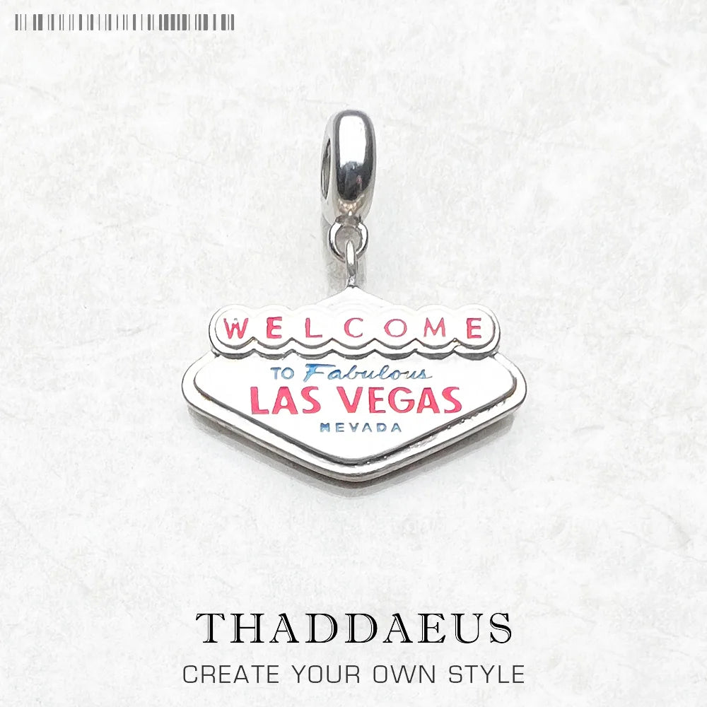 LAS VEGAS NEVADA 925 Sterling Silber Charme DIY Handgemachte Mode Schmuck Erkenntnisse Reisen Zubehör Für Frauen Männer