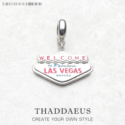 LAS VEGAS NEVADA 925 Sterling Silber Charme DIY Handgemachte Mode Schmuck Erkenntnisse Reisen Zubehör Für Frauen Männer