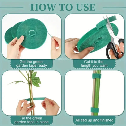 Selbstklebender Nylon-Kabelbinder für Pflanzen, grün, verstellbare Pflanzen, Hakenschlaufenunterstützung, Gartenschnur, Verband, wiederverwendbare Verschluss-Klebebandstreifen