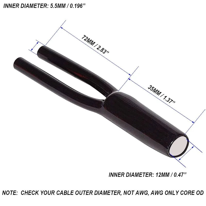 Kabelhüllen-Zubehör: Nicht schrumpfbare PVC Y-Splitter-Kabelhüllen für Audio-Lautsprecherkabel, 5mm, 7mm, 9mm, 12mm, 16mm
