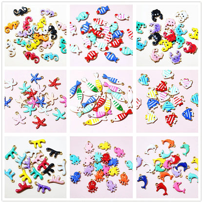 20 Stück Ozean Meeres tiere Krabben Seestern Riff Fisch Klavier Emaille Anhänger Charm Edelstahl DIY Schmuck Making Zubehör