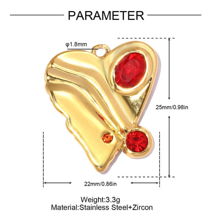 3 Stück/Set Modische Edelstahl Rosen-Blumen DIY Ohrring-Anhänger Herzförmige Halsketten-Anhänger Damen Böser-Blick-Schmuck Großhandel
