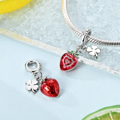 Obst-Charm-Perle aus 925er Silber, Erdbeere, Kirsche, Avocado-Anhänger, passend für Original-Armbänder, DIY-Modeschmuck