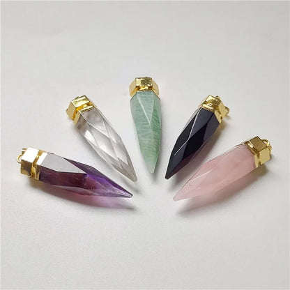 Fuwo 1pcs Natur kristall Spike Anhänger, für die Schmuck herstellung pd085gm