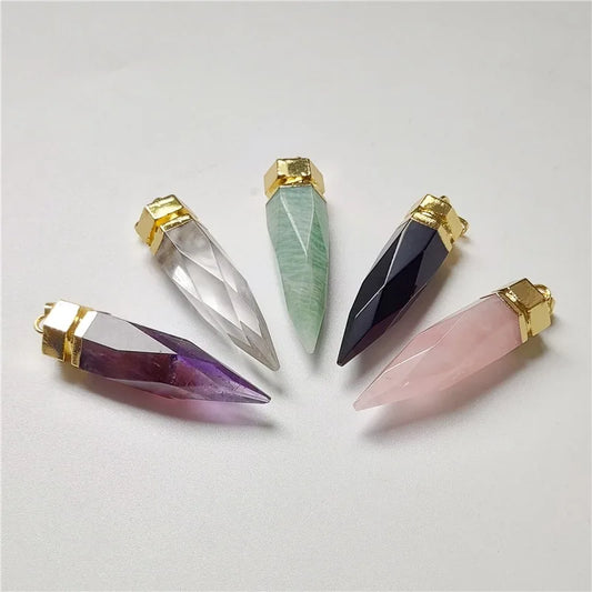 Fuwo 1pcs Natur kristall Spike Anhänger, für die Schmuck herstellung pd085gm