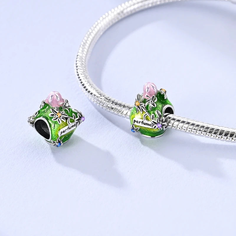 Edle Serie 925er Silber Parfüm-Bogen-Designs, Charm-Perlen, Anhänger, baumelnd, passend für Original-Armreif, Charm-Armband, DIY-Frauenschmuck
