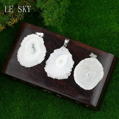 Neue natürliche Druzy Stein Anhänger Sonnenblume weiß Kristall Anhänger Charms für die Herstellung von DIY Schmuck Halskette Zubehör