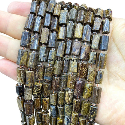 8x12mm Naturstein Grüner Malachit Unregelmäßiger Zylinder Lose Distanzperlen für Schmuckherstellung Diy Armband Charms Zubehör