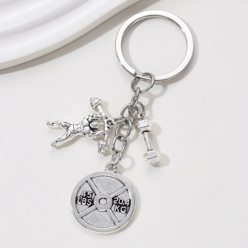 1pc Stärke Sport Hantel Hantel Charme Gewicht Fitness Mit Worten Gym Crossfit Schlüsselring Geschenke Für Mann