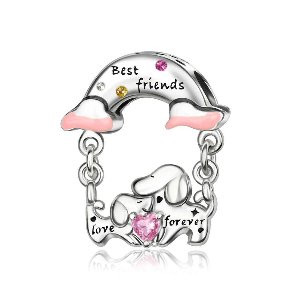 Animal Series Charms aus 925er-Sterlingsilber, Kaninchen, Katze, Pfau, Elefant, Türkei, Hund, passend für DIY-Armbänder, Halsketten, niedliche dekorative Geschenke