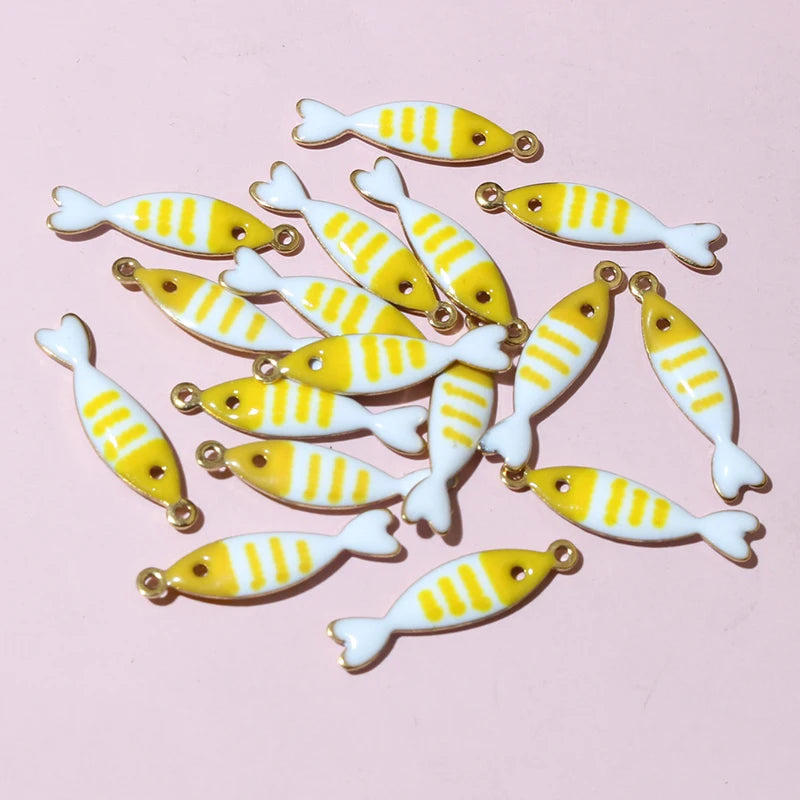 20 Stück Edelstahl Emaille Fisch Charms Anhänger 18x5mm Edelstahl DIY Schmuck Herstellung Zubehör für Ohrringe Halskette