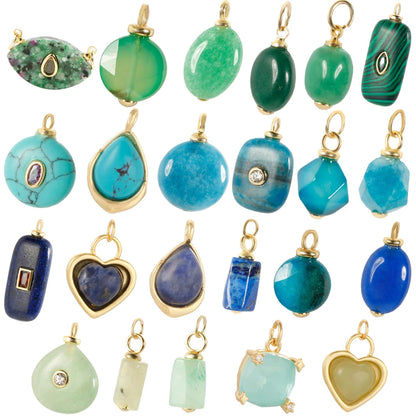 Bohemian Naturstein Perle Charms Für Schmuck Machen Liefert Blau Grün Stein Zirkon Dijes Diy Ohrringe Armband Halskette