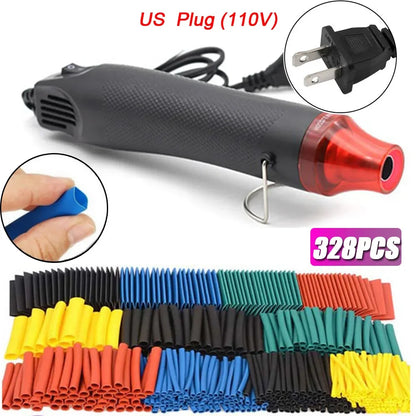 127/328 Stück Schrumpfschlauch mit 300 W Heißluftpistole 2:1 Schrumpfdraht Schrumpfschlauch Kabel verbinden Abdeckung Schutz DIY