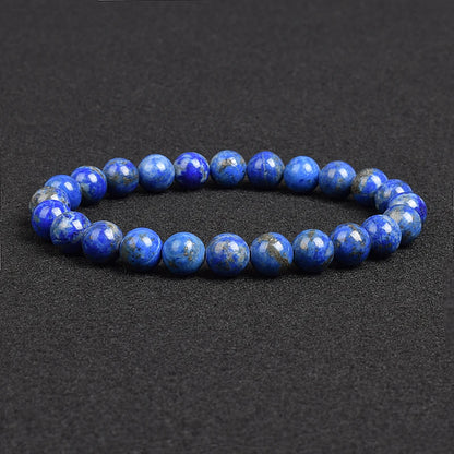 Genuine natural stone bracelet: Apatite, Lapis Lazuli, Agate, Crystal, Tiger's Eye. High-quality gemstone bead bracelet. Men's jewelry bangle.