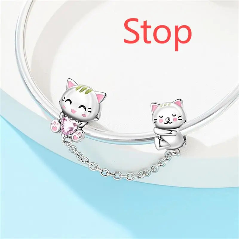 Funkelnde 925er-Sterlingsilber-Charm mit buntem Zirkon, festen Clip-Perlen und Engel-Anhänger, passend für Armbänder und Halsketten, exquisite Geschenke
