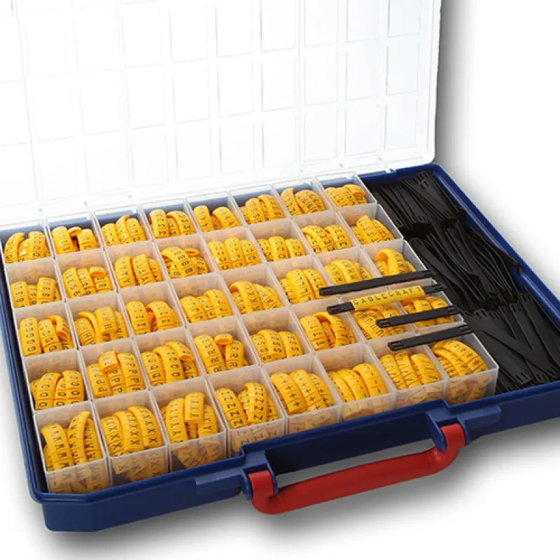 330-teiliges Routenmarker-Set in Schwarz auf Gelb, K-Typ-Kabelmarkierungsetiketten, Kabelnummernmarkierungen für Kabel bis A bis Z, Nummern 0 bis 9