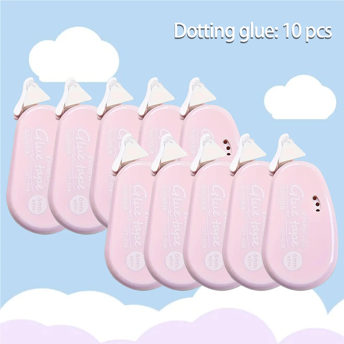 WQN-10PCS Süßes doppelseitiges Klebeband mit Punktpads für Scrapbooking, Basteldekoration, Büro- und Schulbedarf, Schreibwaren