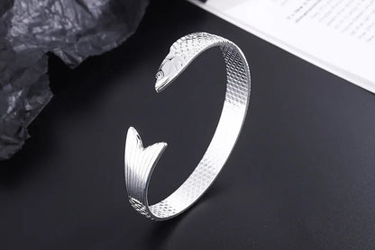 New creative fashion personality lucky fortune transfer dragon bracelets 925 Sterling Silver Jewelry fish bangles TYB110