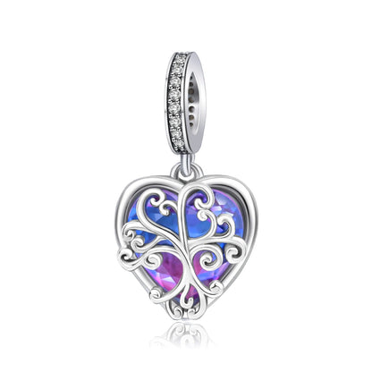 Heißer Verkauf 925er Sterlingsilber, rotes Herz und Pfeil, baumelnder Charm und blauer Murano-Glas-Delfine-Anhänger, passend für Armband, Modeschmuck