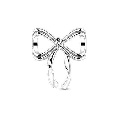 Romantische Schleifenperlen aus 925er-Sterlingsilber und herzförmiger, unendlicher baumelnder Charm, passend für Armbänder, schöne Schmuck-Accessoires, Geschenke