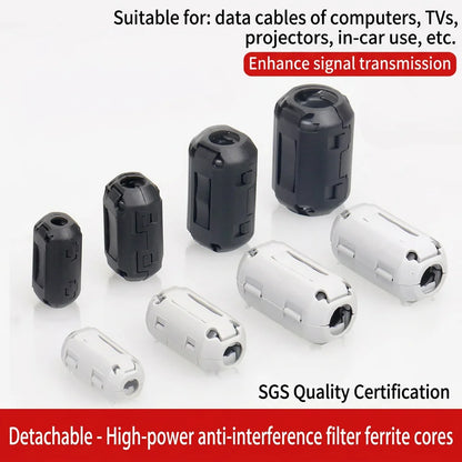 DIVEDEER Clip-on Magnetringfilter, abnehmbarer EMI-Unterdrücker, Datenkabel-Anti-Interferenz- und elektromagnetische Abschirmung