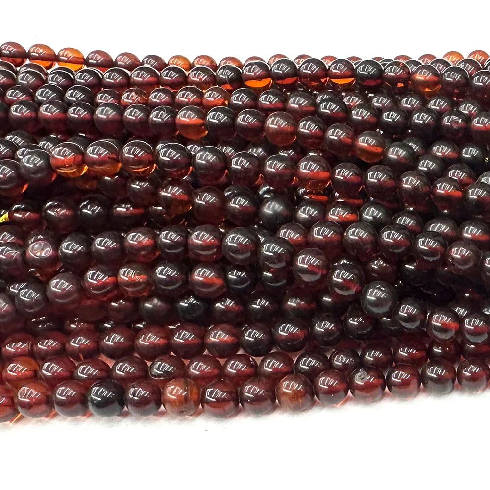 Veemake Natürlicher roter Blut-Bernstein, rund, lose, kleine Perlen für die Schmuckherstellung, Edelsteine, DIY-Halskette, Armbänder, Ohrringe 08469